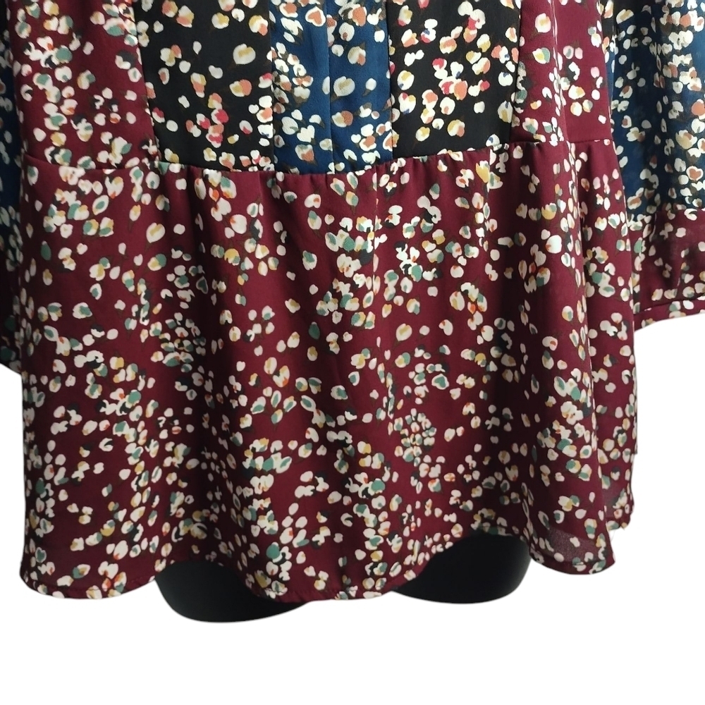 Braeve Blouse Women's Multicolor Tasseled Accents Polyester 3/4 Sleeve Sz Medium - Picture 4 of 8